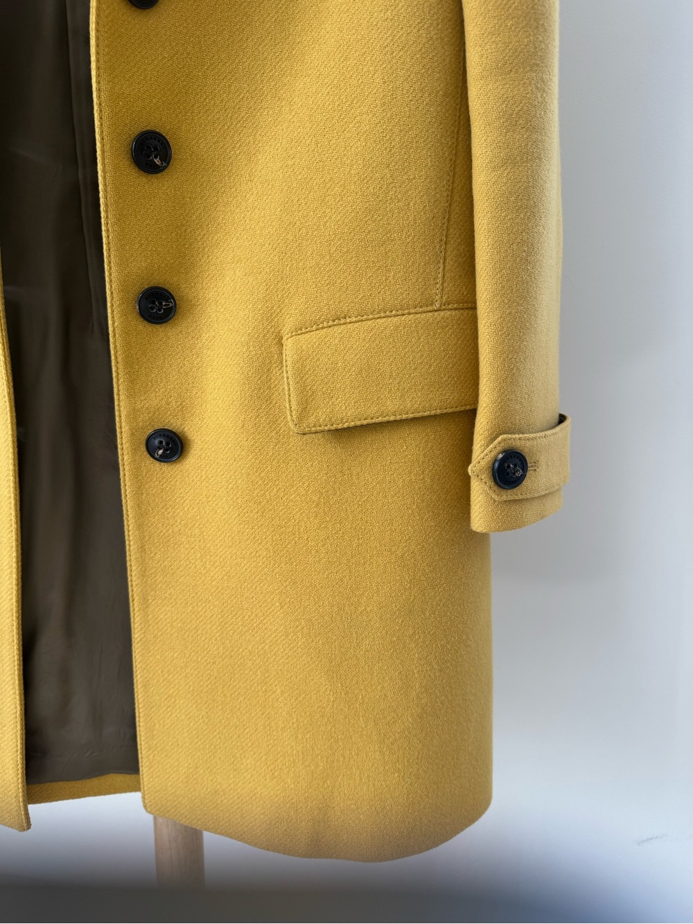 Burberry Women Mustard Wool Blend Single-Breasted Coat - Picture 2 of 6